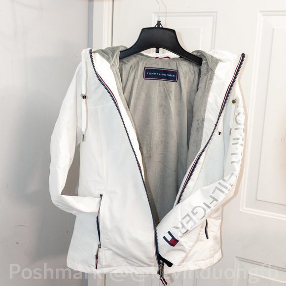 Tommy Hilfiger Women's Softshell Hooded Lined Jacket White‎ - Picture 2 of 5